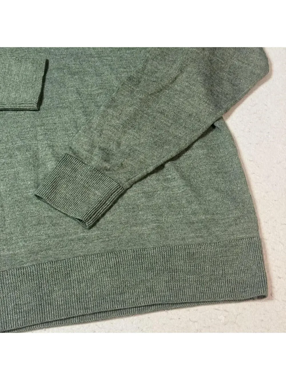 J.Crew Mens Large Green Merino Wool Blend 1/4 Zip Sweater Pullover‎ Casual